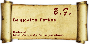 Benyovits Farkas névjegykártya